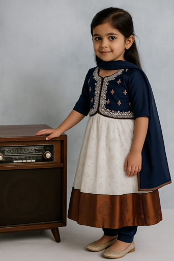 Aliya Cut - 3 piece set with Sleeve | Blue