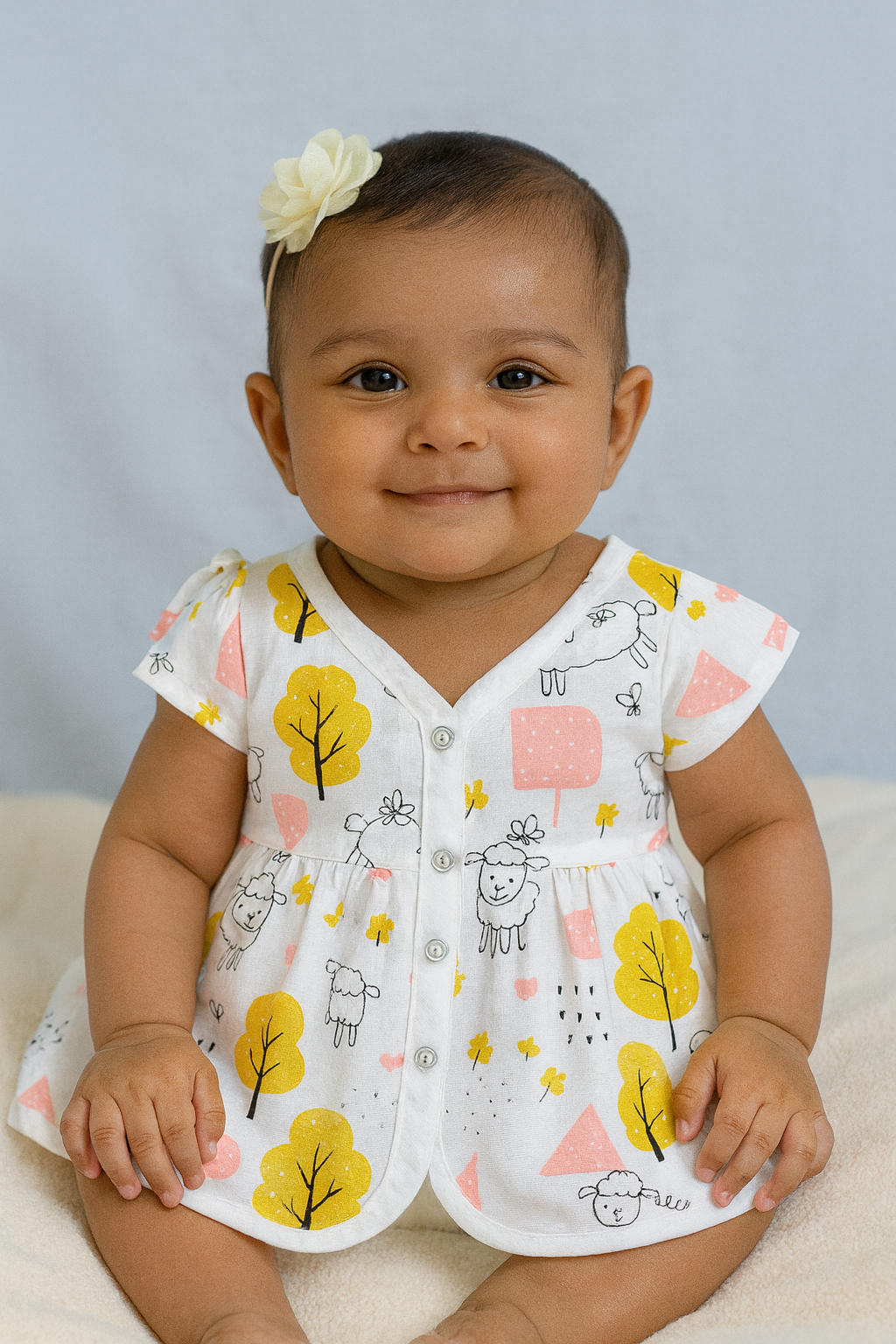 Pack of 5 - Muslin Cotton - Full Front Button Frock (Any prints come)