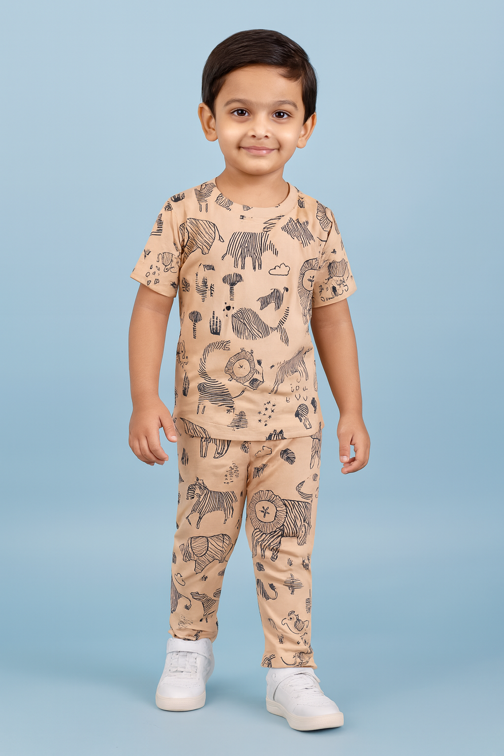 Mini Klub | Unisex T-shirt & Pant Set | Premium Quality | Brown