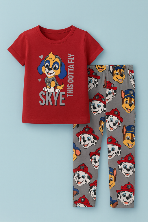 Story Kids | Girls T-shirt & Pant Set | Premium Quality | Red