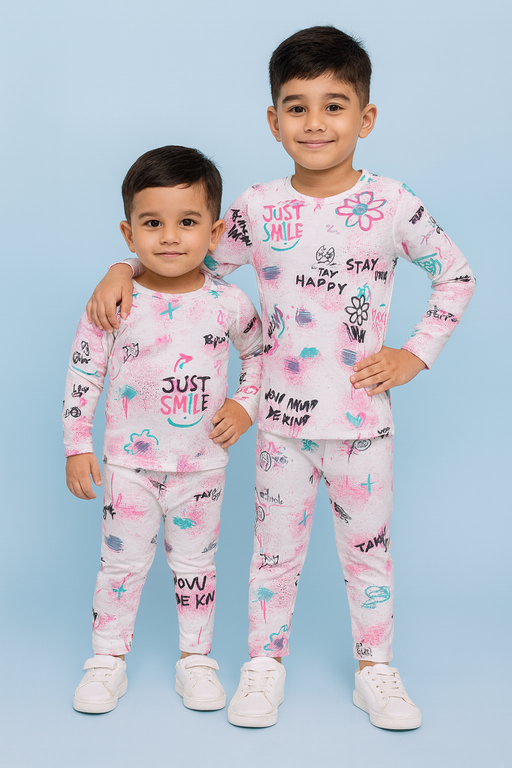 Oval | Unisex T-shirt & Pant Set | Premium Quality | Pink & White