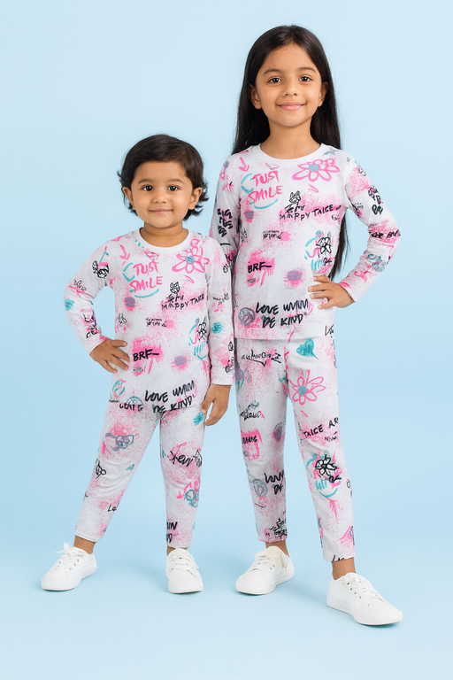 Oval | Unisex T-shirt & Pant Set | Premium Quality | Pink & White