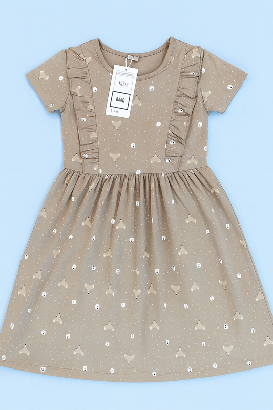 Orchestra | Girls Frock | Short Sleeve | Brown