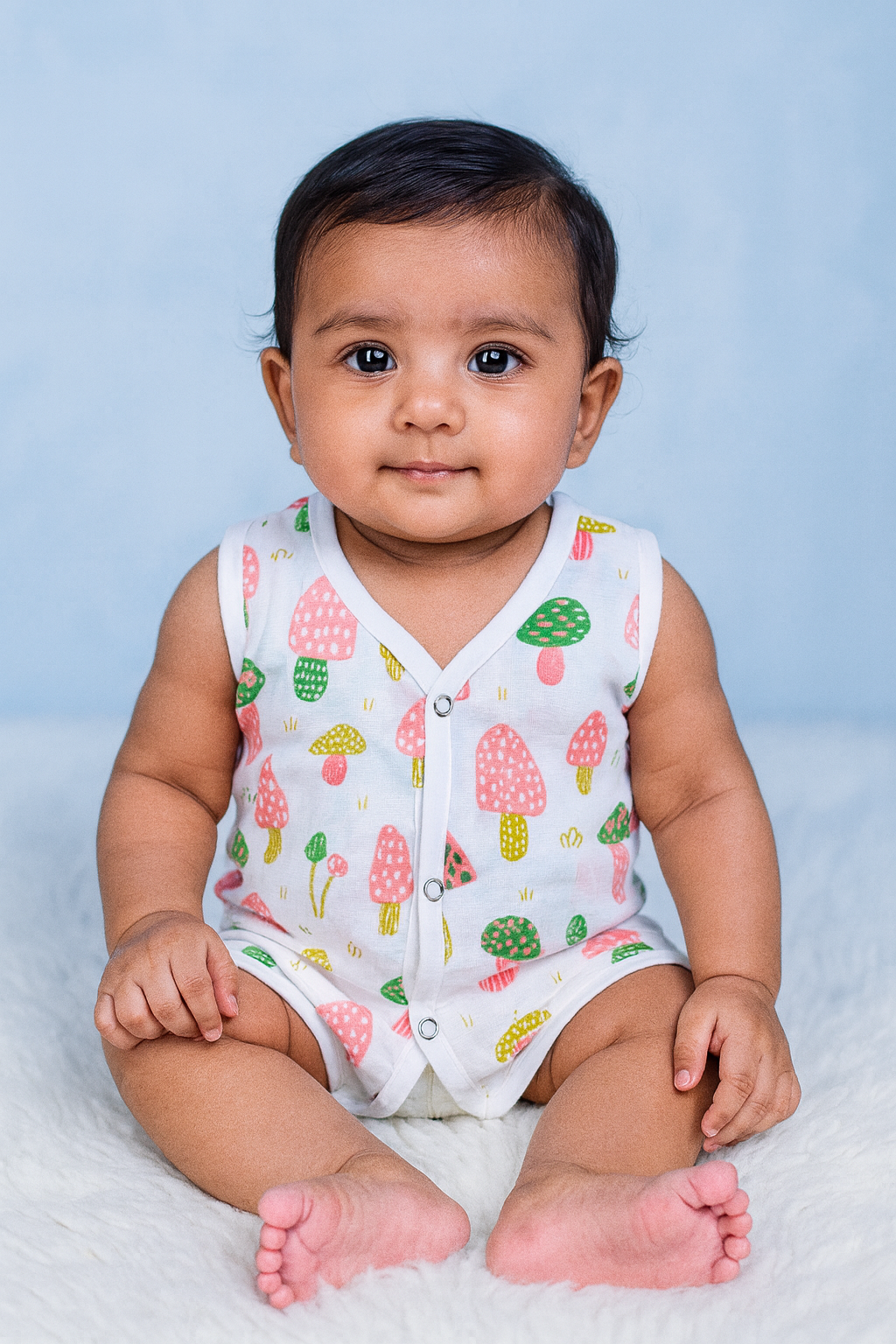 Pack of 5 - Muslin Cotton - Button Jabla (Any colors come)