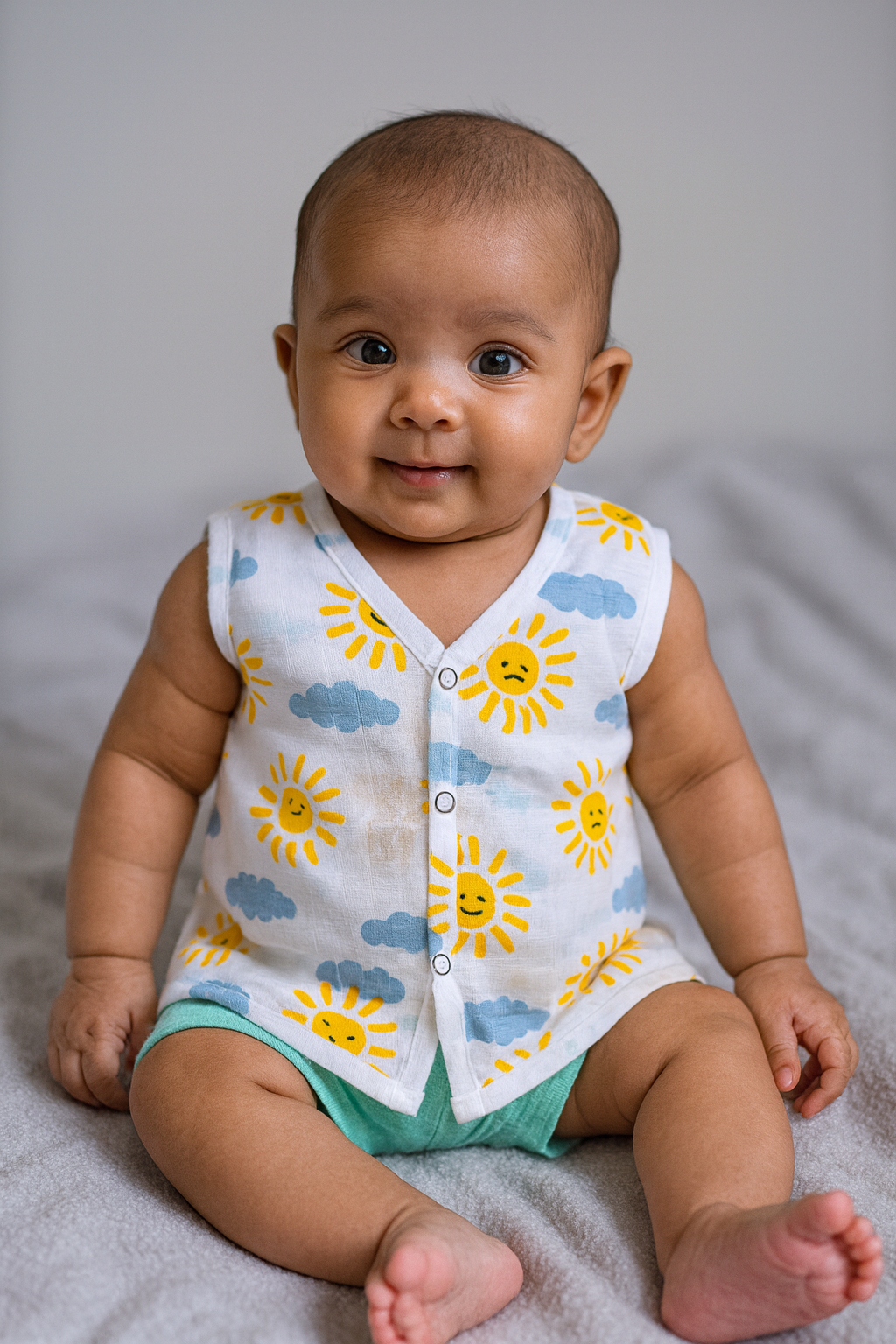 Pack of 5 - Muslin Cotton - Button Jabla (Any colors come)