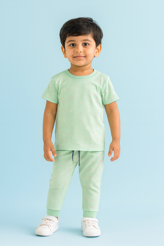 Baby Hug | Unisex T-Shirt & Pant Set | Premium Quality | Lite Green