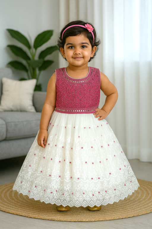 Dual Tone Frock | White & Pink