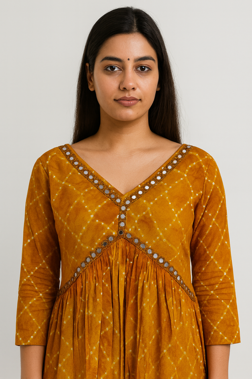 Aliya Cut Kurti Top | Yellow