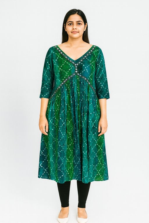 Aliya Cut Kurti Top | Lite Green