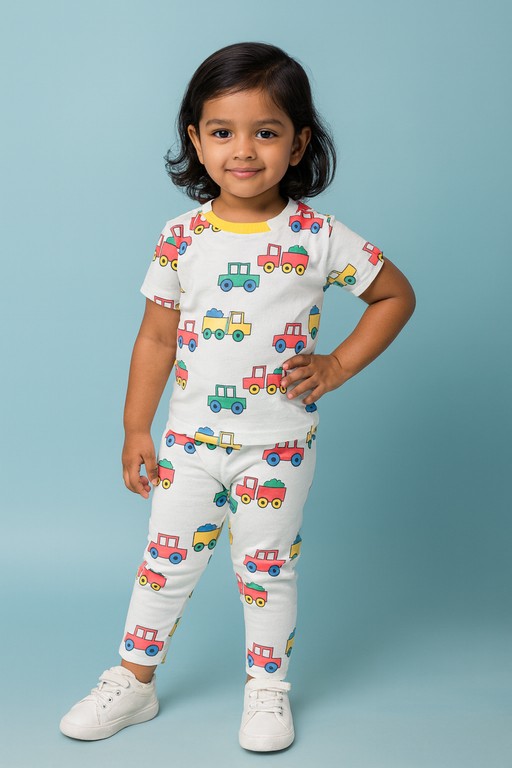 Mini Klub | Unisex T-shirt & Pant Set | Premium Quality | White