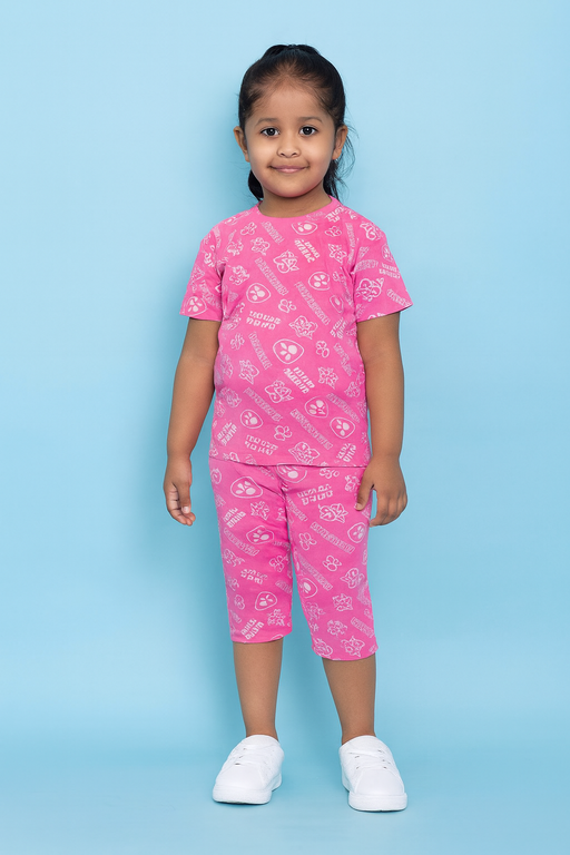 Yours | Girls Capri Set| Short Sleeve | Pink