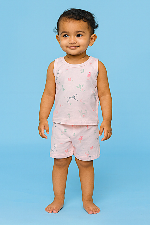 Baby Hug | Unisex Sleeveless T-shirt and Shorts | Premium Quality | baby Pink