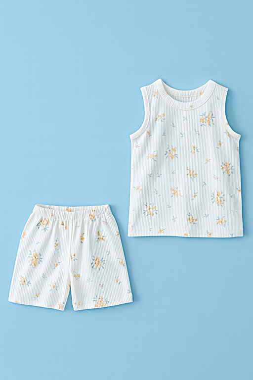 Baby Hug | Unisex Sleeveless T-shirt and Shorts | Premium Quality | White