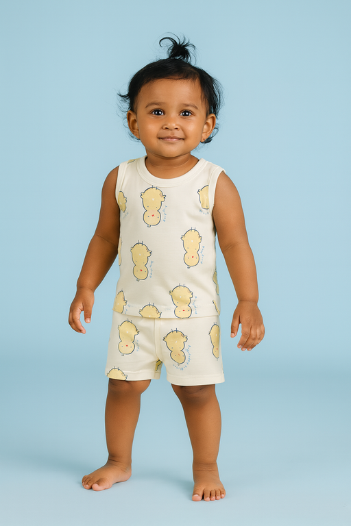 Baby Hug | Unisex Sleeveless T-shirt and Shorts | Premium Quality | Yellow
