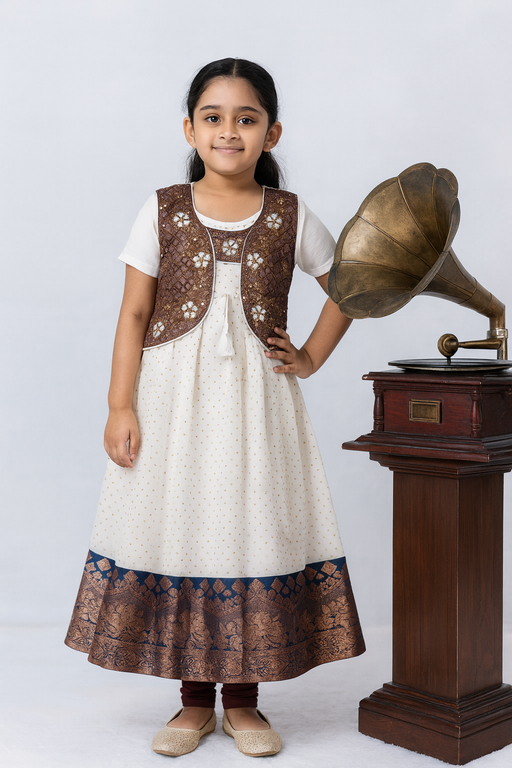 Coat Model shalwar - 3 piece set with Sleeve | White & Navy Blue