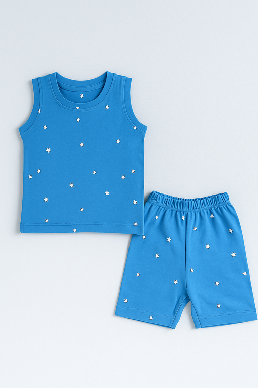 Baby Hug | Unisex Sleeveless T-shirt and Shorts | Premium Quality | Blue