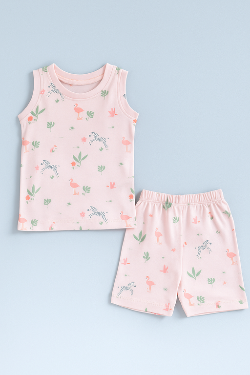 Baby Hug | Unisex Sleeveless T-shirt and Shorts | Premium Quality | baby Pink