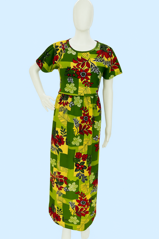 Zipless Feeding Maxi | Puff sleeve | Floral Print | Green