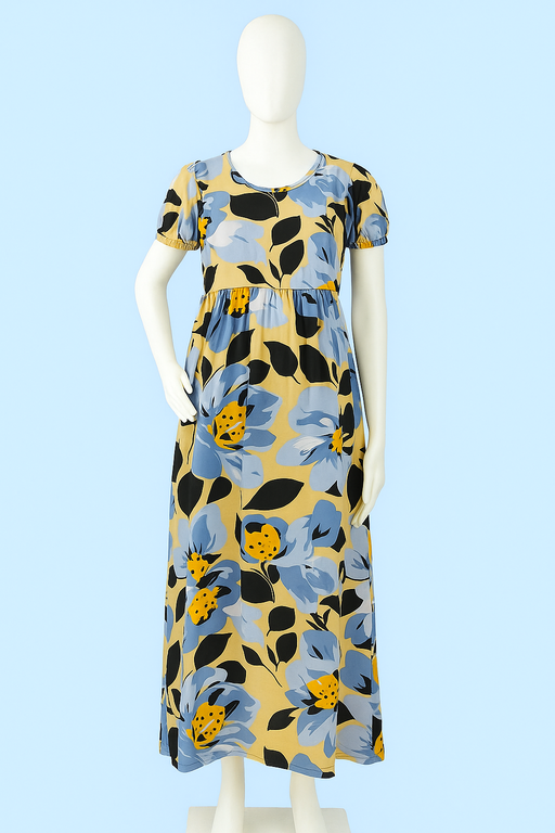 Non-Feeding Maxi | Normal sleeve | floral print | Yellow flower