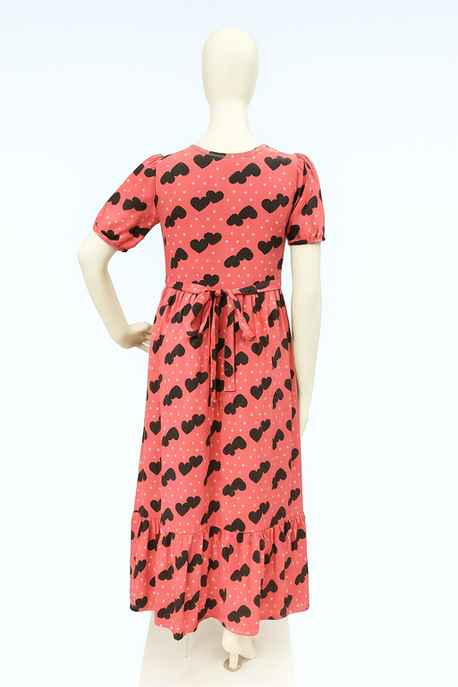 Non-Feeding Maxi | Normal sleeve | floral print | Dark Pink