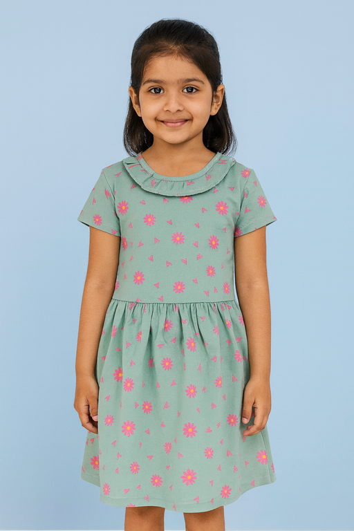 Orchestra | Girls Frock | Short Sleeve | Green
