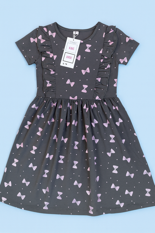 Orchestra | Girls Frock | Short Sleeve | Grey