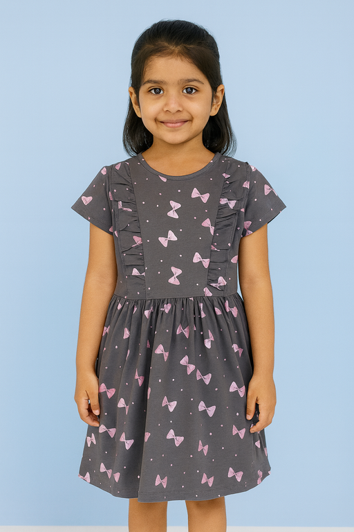 Orchestra | Girls Frock | Short Sleeve | Grey