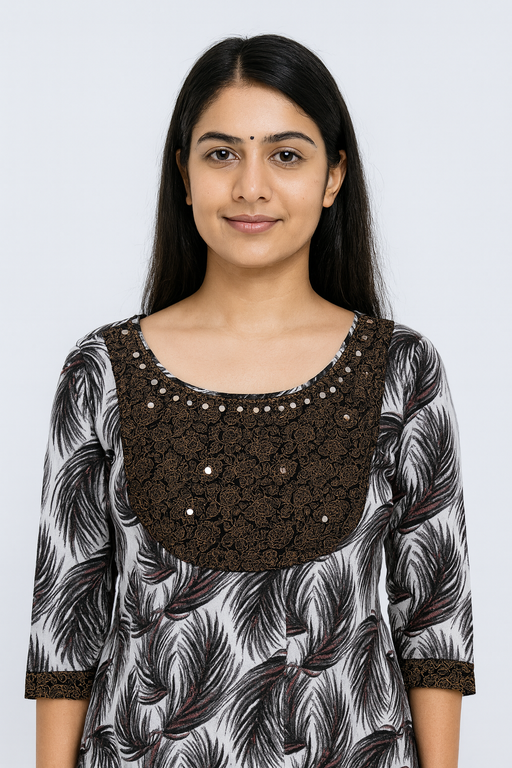 Floral Print Kurti Top | Black