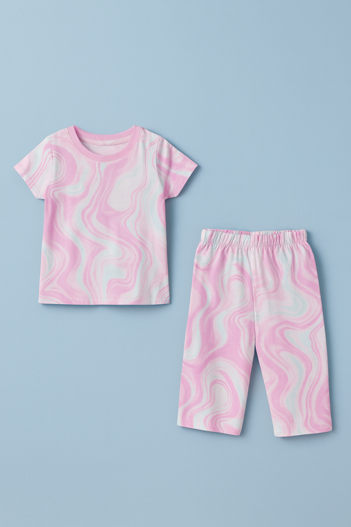 OVS | Girls Capri Set| Short Sleeve | Pink