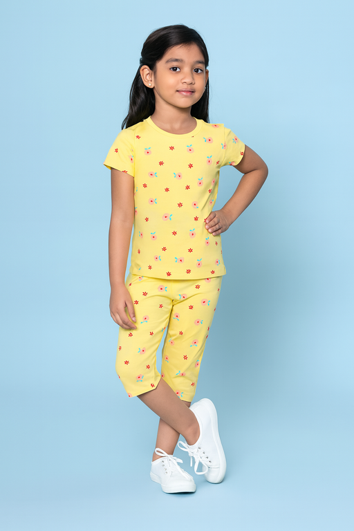 OVS | Girls Capri Set| Short Sleeve | Yellow