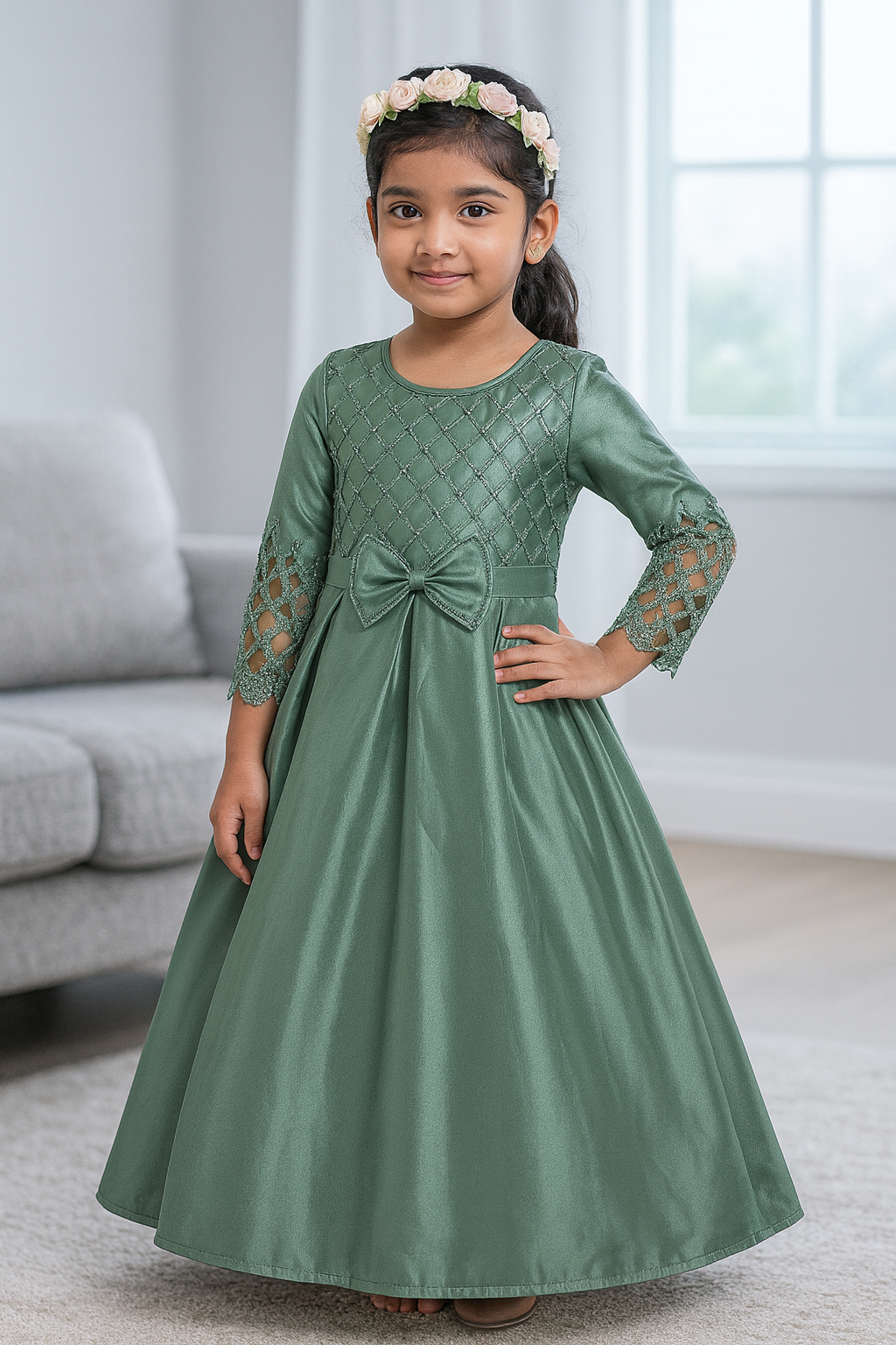 Elegant Grand Frock| Full Sleeve | Green