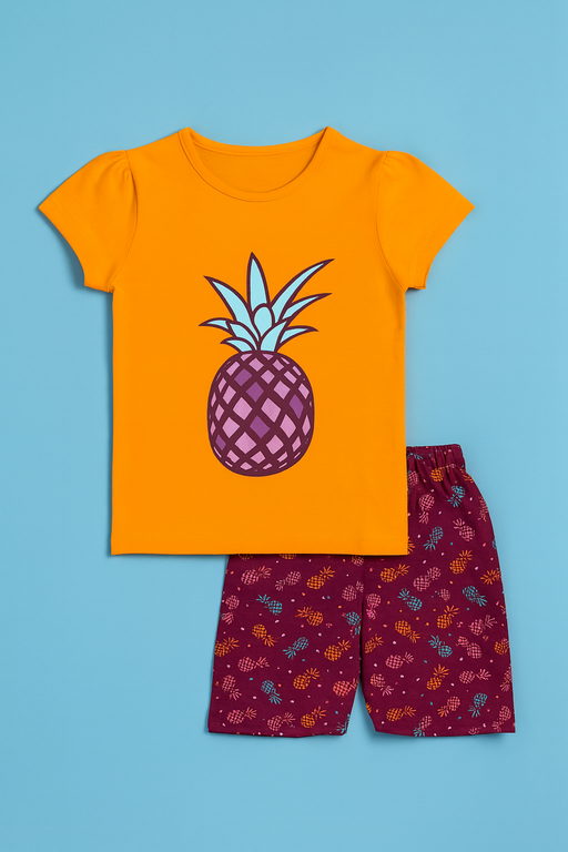 Story Kids| Girls T-shirt and shorts set | Short Sleeve | Orange