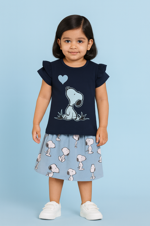 Story Kids| Girls T-shirt and Skirt set | Short Sleeve | Navy Blue