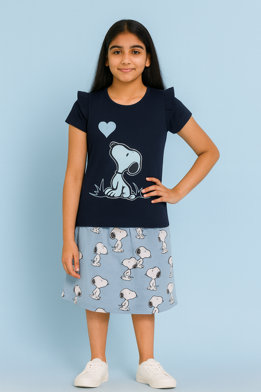 Story Kids| Girls T-shirt and Skirt set | Short Sleeve | Navy Blue