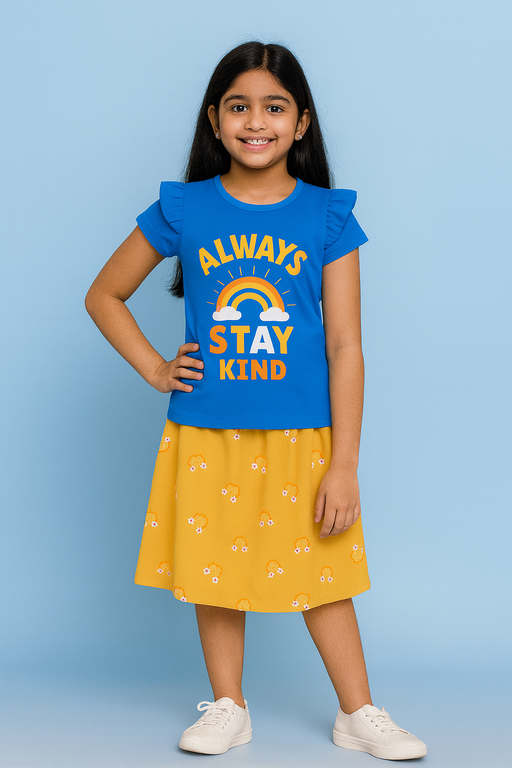 Story Kids| Girls T-shirt and Skirt set | Short Sleeve | Blue