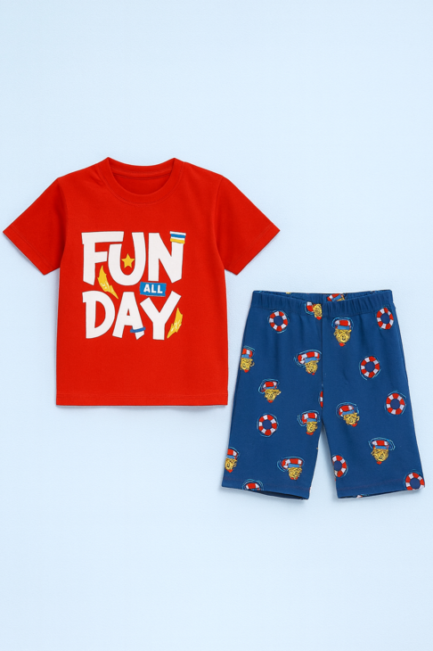 Story Kids | Unisex T-Shirt & Shorts Set | Premium Quality | Red