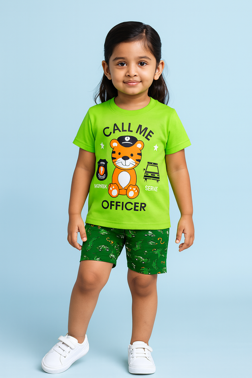 Story Kids | Unisex T-Shirt & Shorts Set | Premium Quality | Green