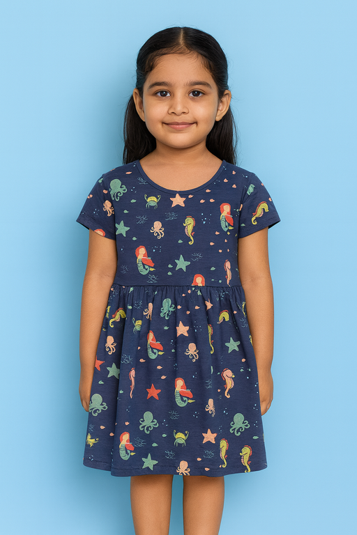 Orchestra | Girls Frock | Short Sleeve | Dark Blue