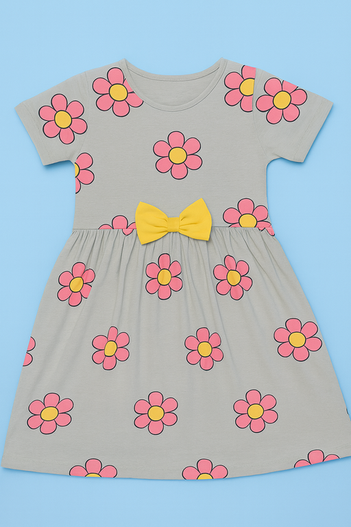 Orchestra | Girls Frock | Short Sleeve | Mild Grey