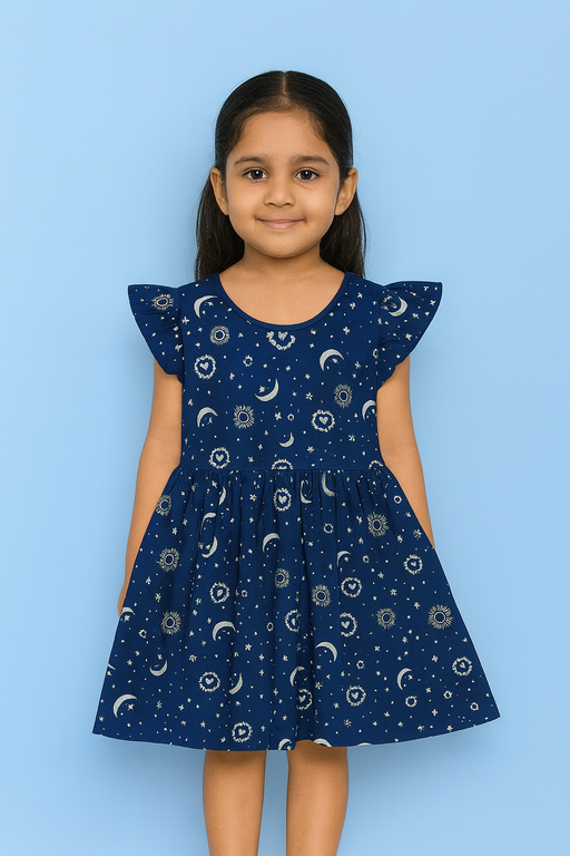 Orchestra | Girls Frock | Short Sleeve | Navy Blue