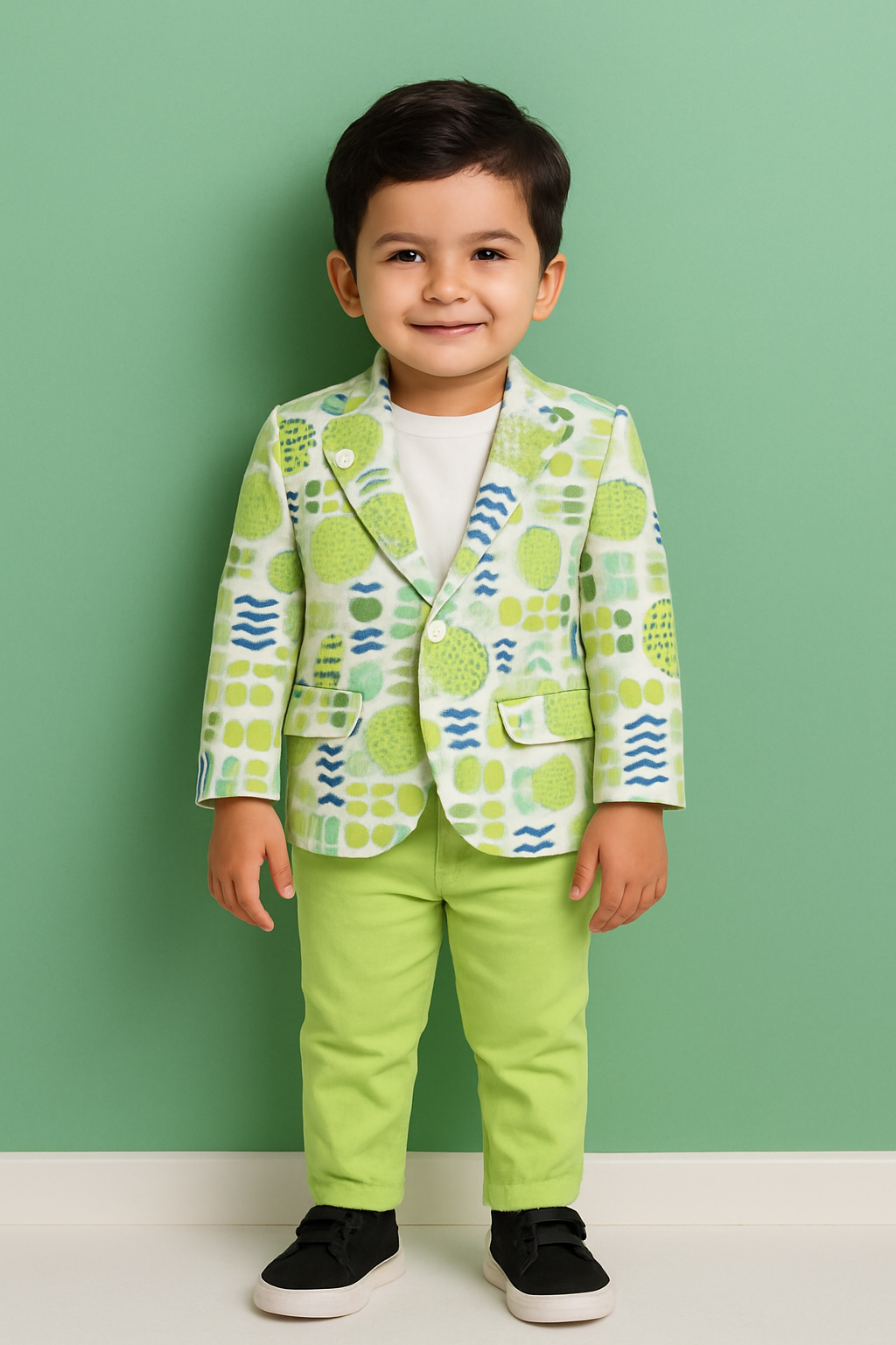 Green Multicolor | Trending Full Blazer set | T-shirt, Blazer & Pant