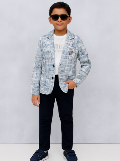 Blue Crushed | Trending Full Blazer set | T-shirt, Blazer & Pant