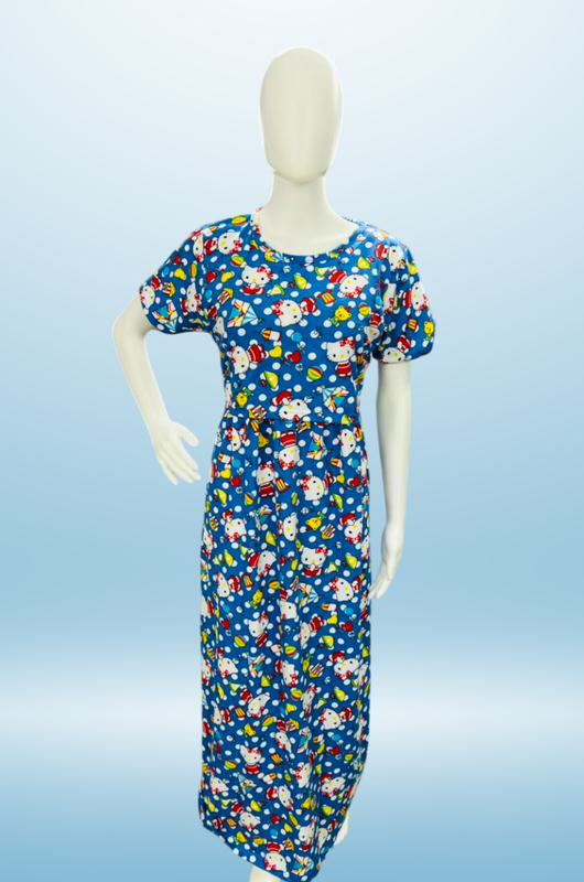 Zipless Feeding Maxi | Normal sleeve | Kitty Print | Blue