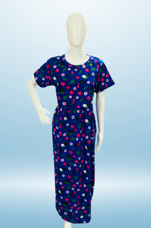 Zipless Feeding Maxi | Normal sleeve | Floral Print | Blue