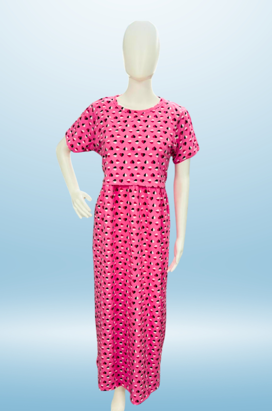 Zipless Feeding Maxi | Normal sleeve | Heart Print | Pink