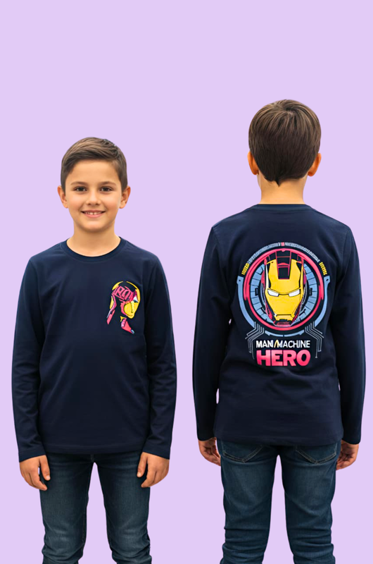 ZARA | Full sleeve T-shirt | Comic Prints | Navy Blue