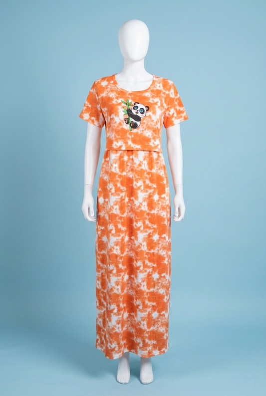 Zipless Feeding Maxi | Tye & Dye | Normal sleeve | Panda Print | Orange