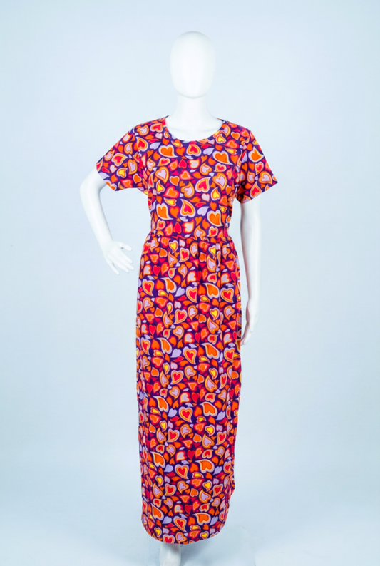 Non-Feeding Maxi | Normal sleeve | Big Heart print | Multi color