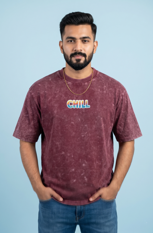 Round Neck - Drop shoulder | Acid Washed | Cool Panther Print