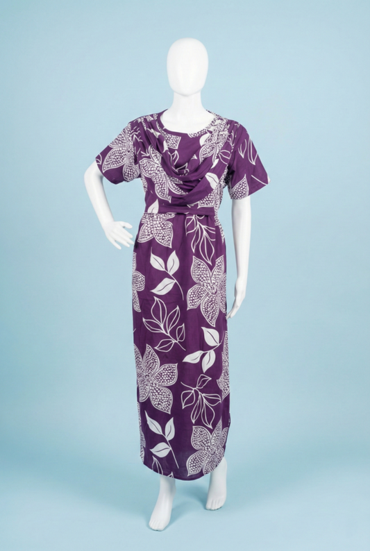 Zipless Shawl Type Feeding Maxi | Normal sleeve | Big Flower Print | Violet